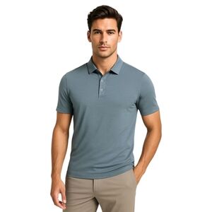 Lululemon Evolution Golf Polo Men’s M‎ Dusty Blue Slim Fit Anti-Odor Tech Shirt
